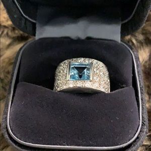 🩵 Vintage - Gorgeous SS/925 Topaz ring - size 7 #A67